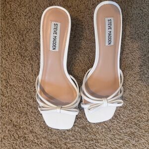 Shellys London White Bow Slip-On Mules